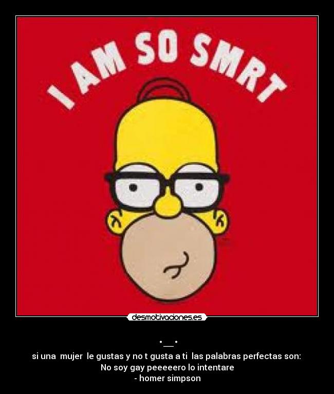._. - si una mujer le gustas y no t gusta a ti las palabras perfectas son:
No soy gay peeeeero lo intentare
- homer simpson