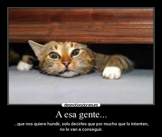 A esa gente... - ...que nos quiere hundir, solo decirles que por mucho que lo intenten,
no lo van a conseguir.