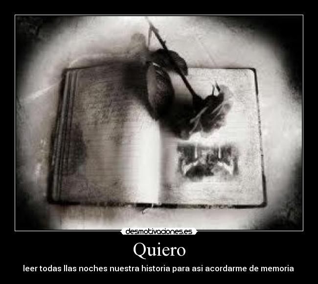 Quiero - leer todas llas noches nuestra historia para asi acordarme de memoria