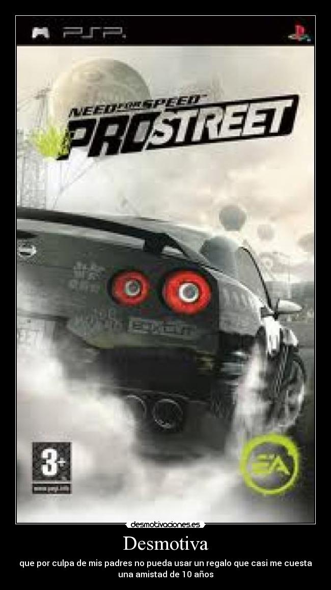 Desmotiva - que por culpa de mis padres no pueda usar un regalo que casi me cuesta
una amistad de 10 años