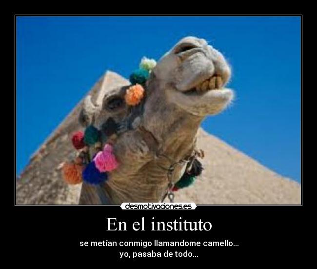 En el instituto - se metían conmigo llamandome camello...
yo, pasaba de todo...