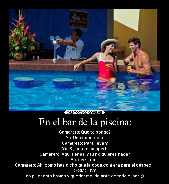 carteles bar piscina broma camarero desmotivaciones