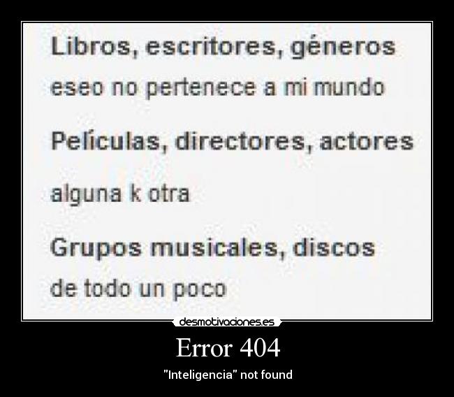 Error 404 - Inteligencia not found