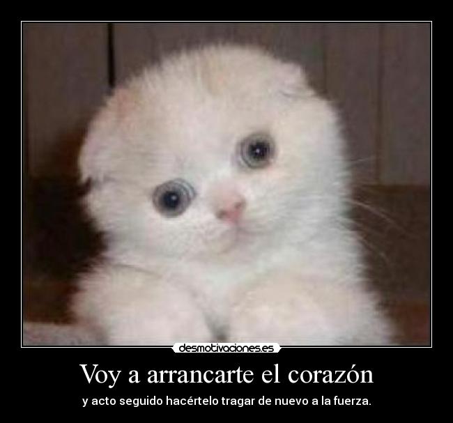 Voy a arrancarte el corazón - y acto seguido hacértelo tragar de nuevo a la fuerza.