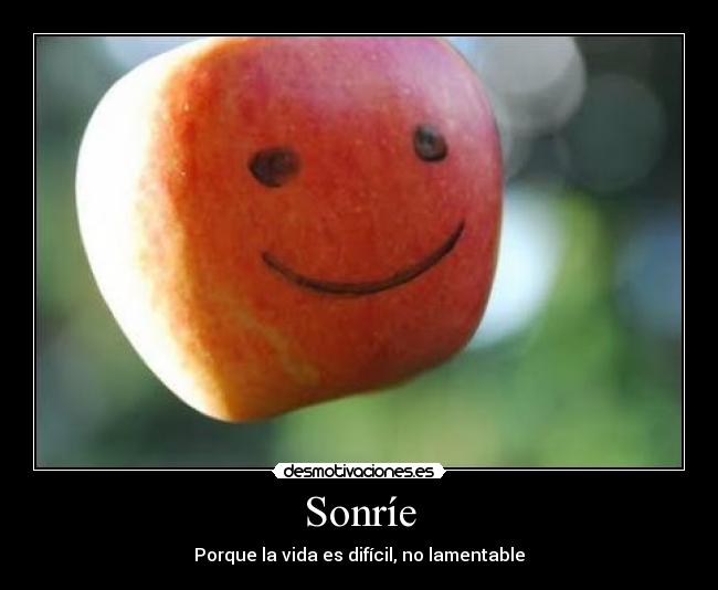 carteles sonreir sonrie smile vida dificil porque lamentable manzana desmotivaciones