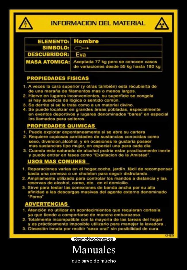 carteles manualhombresirvemuchoevaadanmujer desmotivaciones