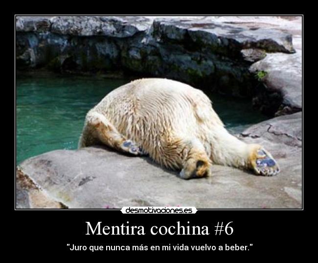 Mentira cochina #6 - Juro que nunca más en mi vida vuelvo a beber.