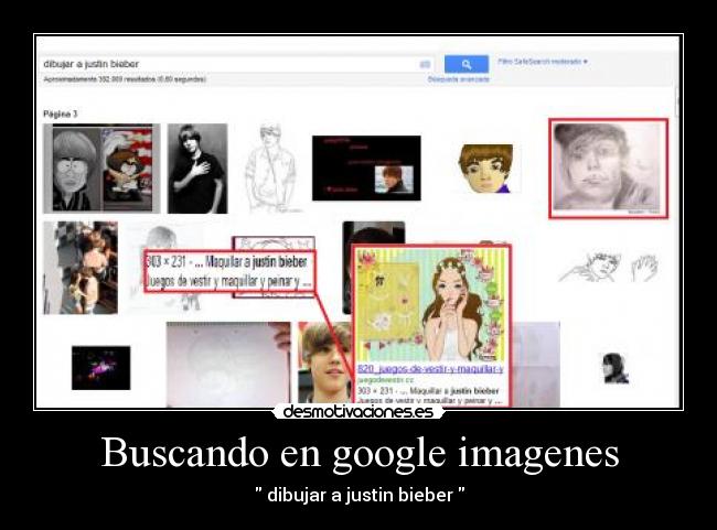 Buscando en google imagenes -  dibujar a justin bieber 