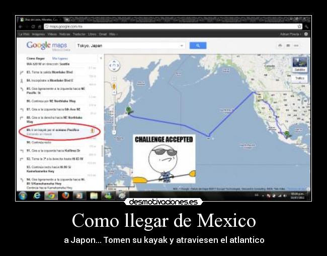 Como llegar de Mexico - a Japon... Tomen su kayak y atraviesen el atlantico