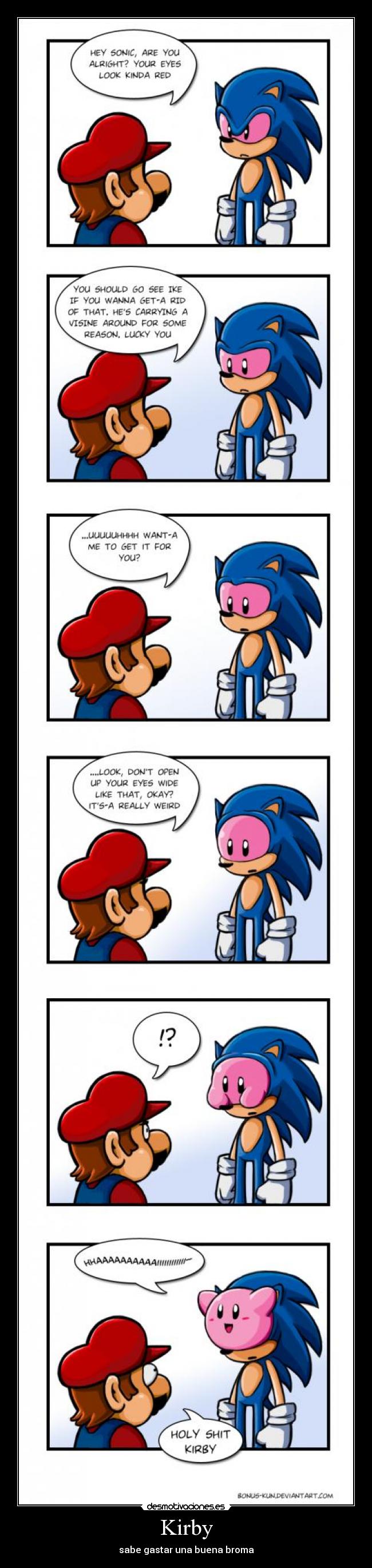 carteles mario sonic kirby morao peta ojos desmotivaciones
