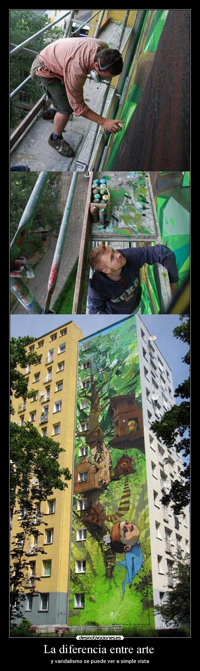 carteles arte diferenciaartevandalismovistagraffitimurodibujo desmotivaciones