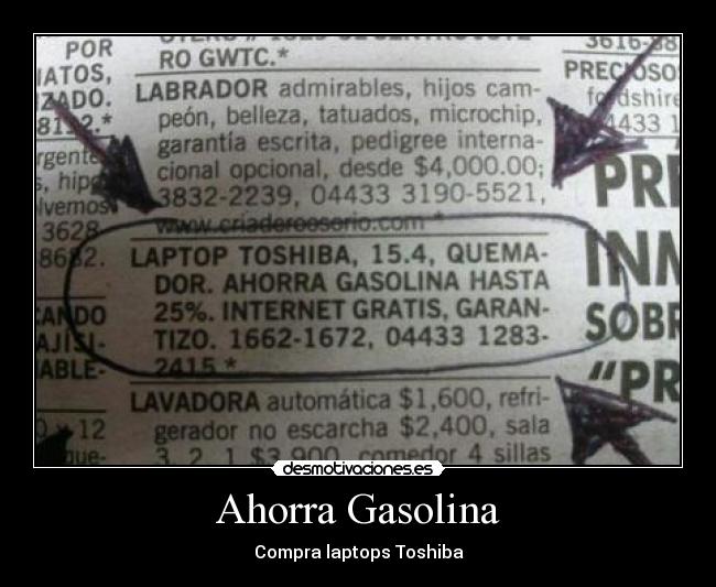 Ahorra Gasolina - Compra laptops Toshiba