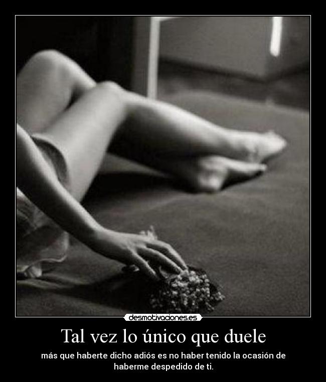 Tal vez lo único que duele - más que haberte dicho adiós es no haber tenido la ocasión de
haberme despedido de ti.