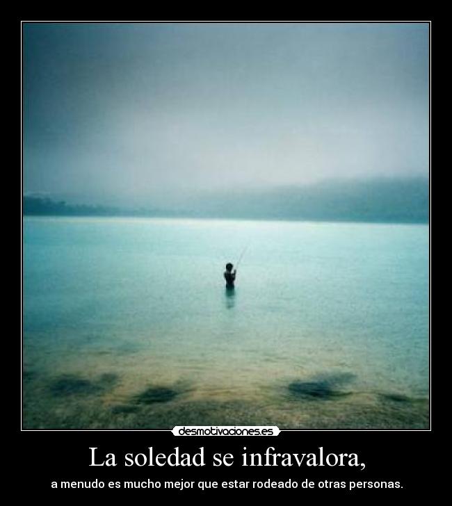 La soledad se infravalora, - a menudo es mucho mejor que estar rodeado de otras personas.