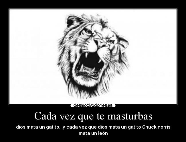 Cada vez que te masturbas - dios mata un gatito...y cada vez que dios mata un gatito Chuck norris mata un león
