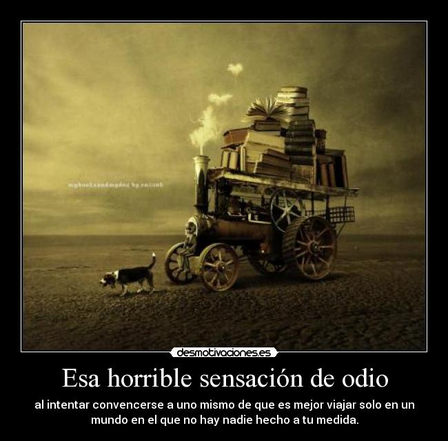 Esa horrible sensación de odio - al intentar convencerse a uno mismo de que es mejor viajar solo en un
mundo en el que no hay nadie hecho a tu medida.