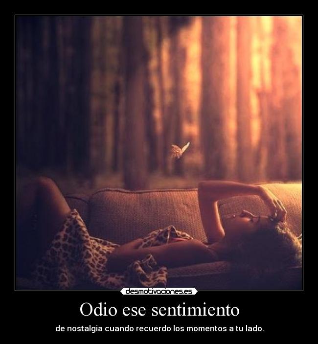 Odio ese sentimiento - de nostalgia cuando recuerdo los momentos a tu lado.