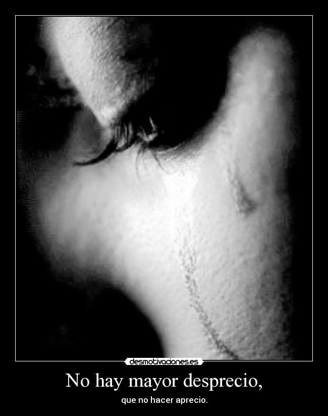No hay mayor desprecio, - que no hacer aprecio.