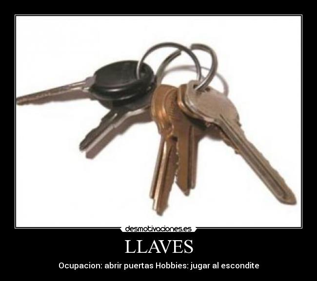 LLAVES - Ocupacion: abrir puertas Hobbies: jugar al escondite