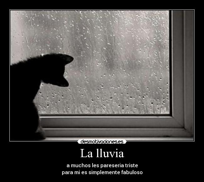 La lluvia - a muchos les pareseria triste
para mi es simplemente fabuloso