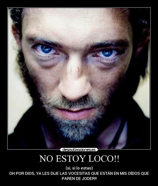 NO ESTOY LOCO!! - (si, si lo estas)
OH POR DIOS, YA LES DIJE LAS VOCESITAS QUE ESTÁN EN MIS OÍDOS QUE
PAREN DE JODER!!