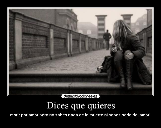 Dices que quieres - morir por amor pero no sabes nada de la muerte ni sabes nada del amor!
