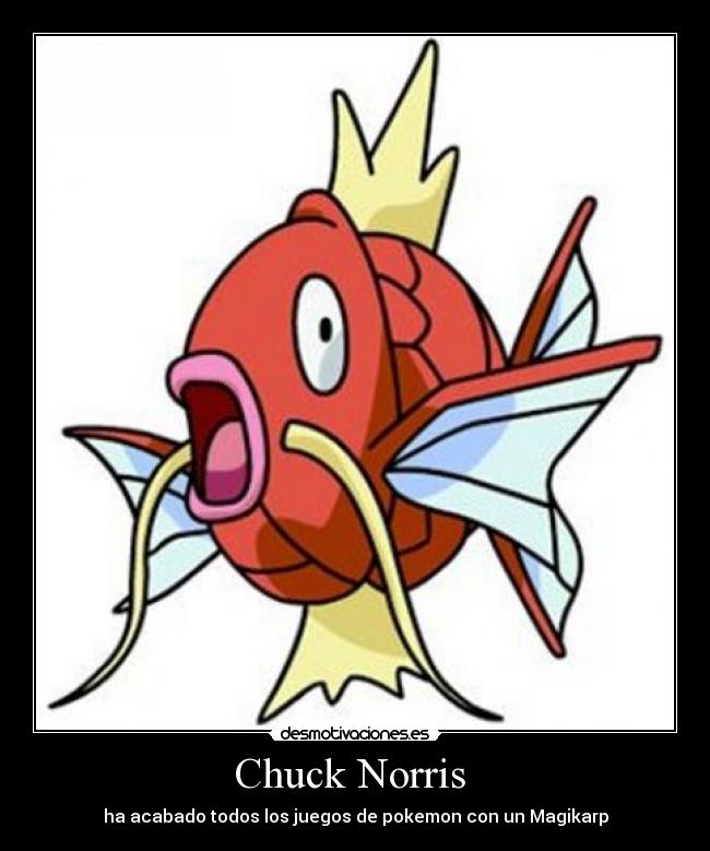 Chuck Norris  - ha acabado todos los juegos de pokemon con un Magikarp