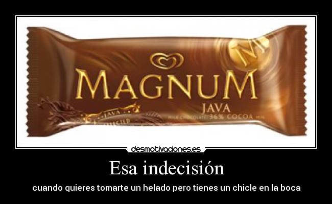 Esa indecisión - cuando quieres tomarte un helado pero tienes un chicle en la boca