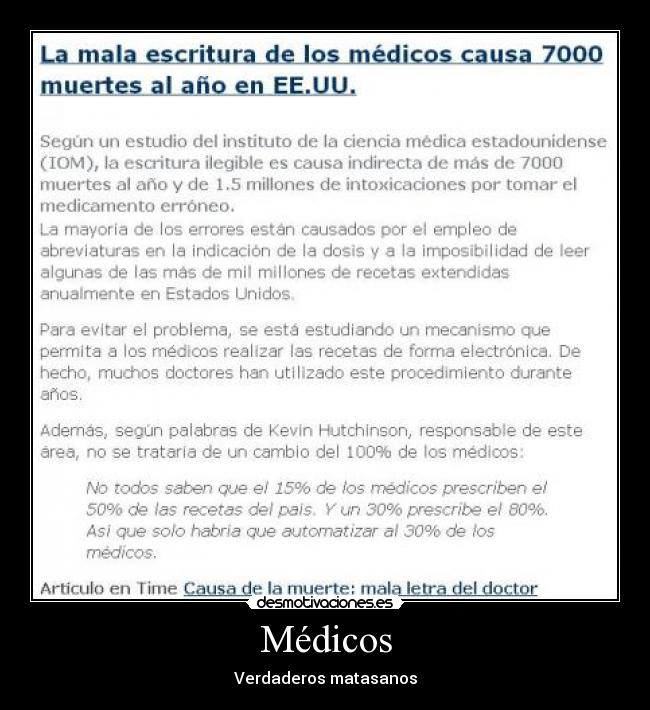 Médicos - Verdaderos matasanos