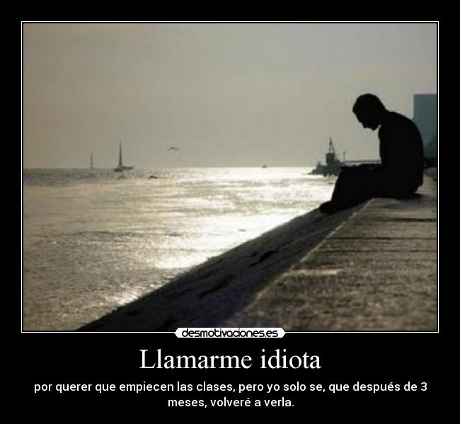 Llamarme idiota - por querer que empiecen las clases, pero yo solo se, que después de 3
meses, volveré a verla.