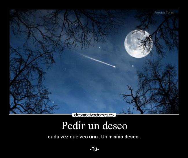 Pedir un deseo - cada vez que veo una . Un mismo deseo .

-Tú-