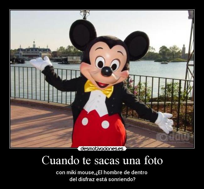 Cuando te sacas una foto - con miki mouse,¿El hombre de dentro
del disfraz está sonriendo?
