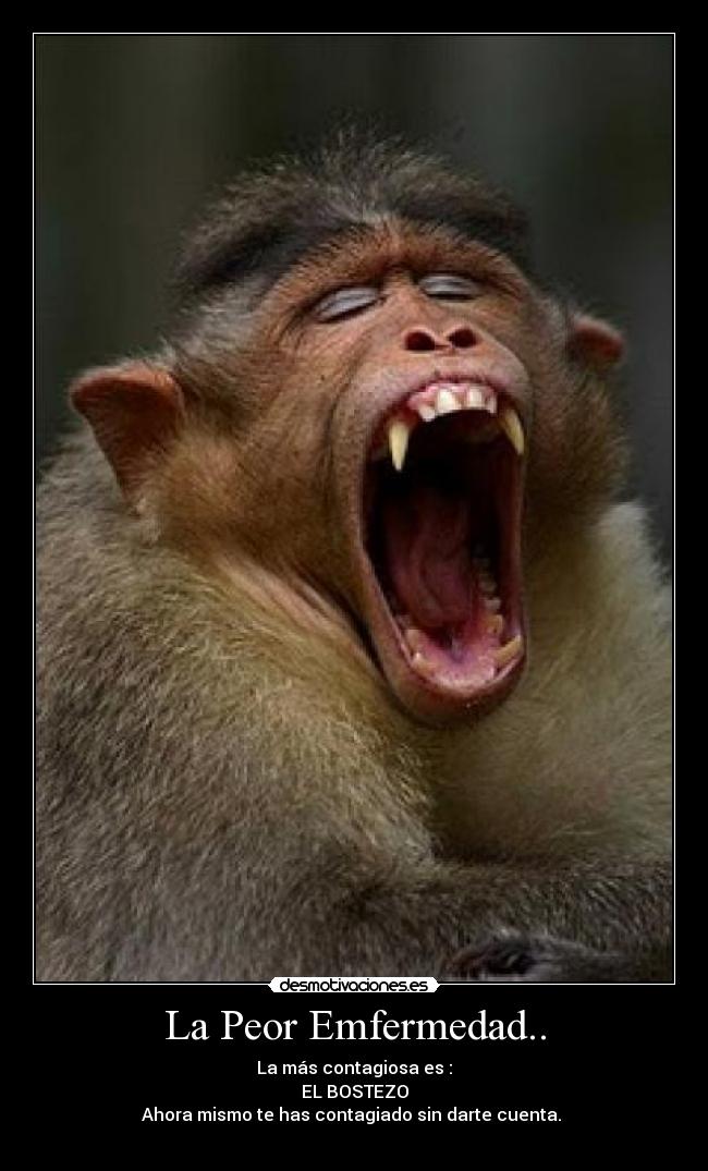 La Peor Emfermedad.. - La más contagiosa es :
EL BOSTEZO
Ahora mismo te has contagiado sin darte cuenta. 
             