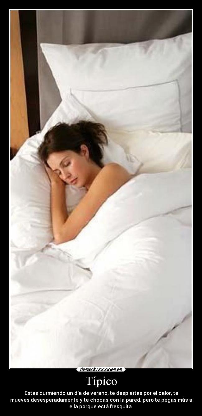 Típico - Estas durmiendo un día de verano, te despiertas por el calor, te
mueves desesperadamente y te chocas con la pared, pero te pegas más a
ella porque está fresquita 