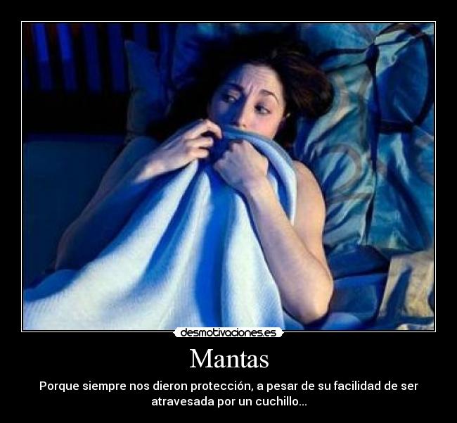 carteles miedo pesadillas mujer manta cuchillo proteccion desmotivaciones