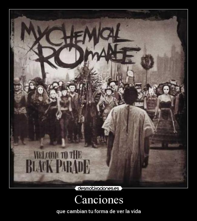 carteles welcome the black parade chemical romance gerard way ray toro mikey way bob bryar desmotivaciones