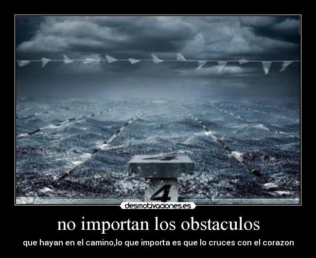 no importan los obstaculos - que hayan en el camino,lo que importa es que lo cruces con el corazon