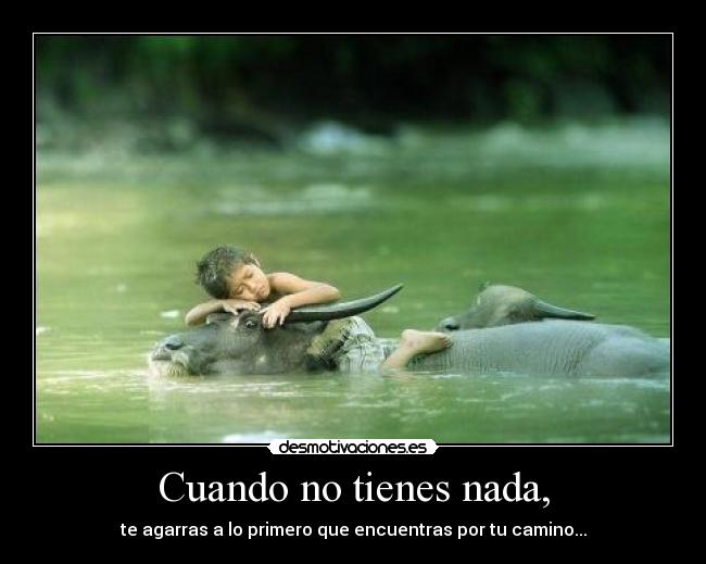 Cuando no tienes nada, - te agarras a lo primero que encuentras por tu camino...