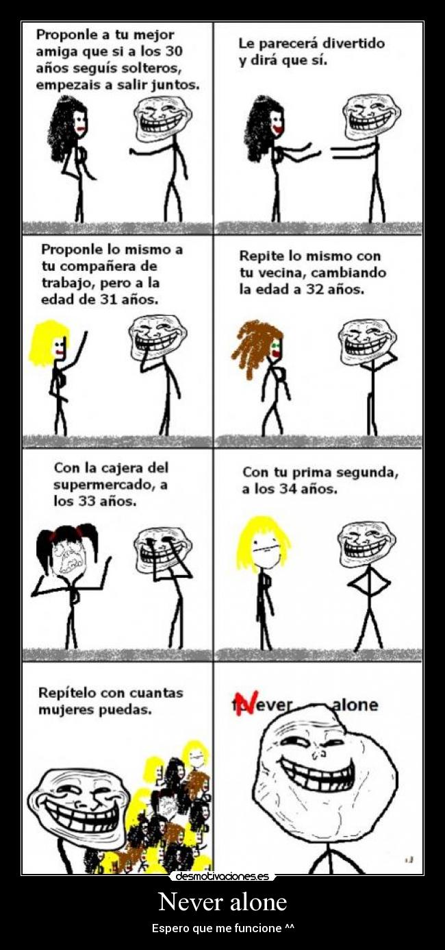 carteles never alone desmotivaciones