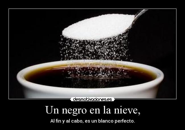 Un negro en la nieve, - Al fin y al cabo, es un blanco perfecto.