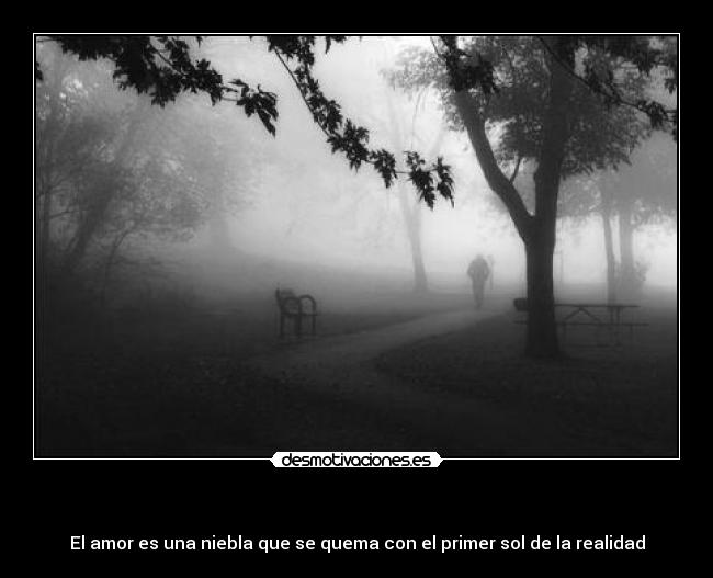 - El amor es una niebla que se quema con el primer sol de la realidad
