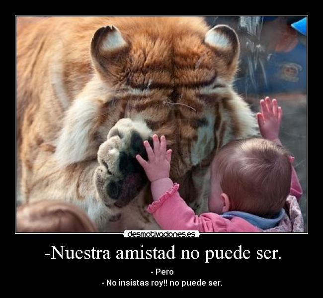-Nuestra amistad no puede ser. - - Pero
- No insistas roy!! no puede ser.