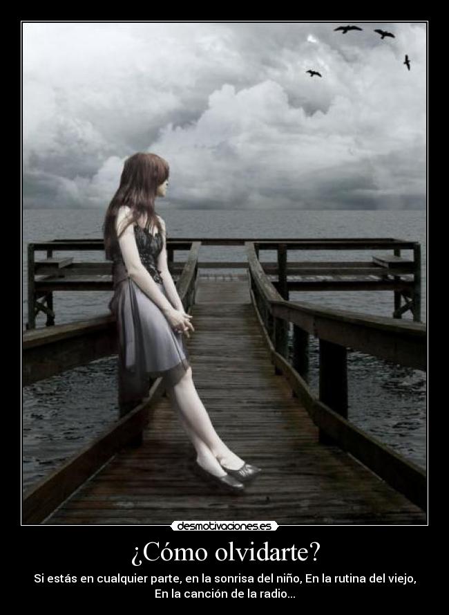carteles olvido quiero amor tristeza anoranza chica chico enamorado mar puerto sonrisa cancion radio desmotivaciones