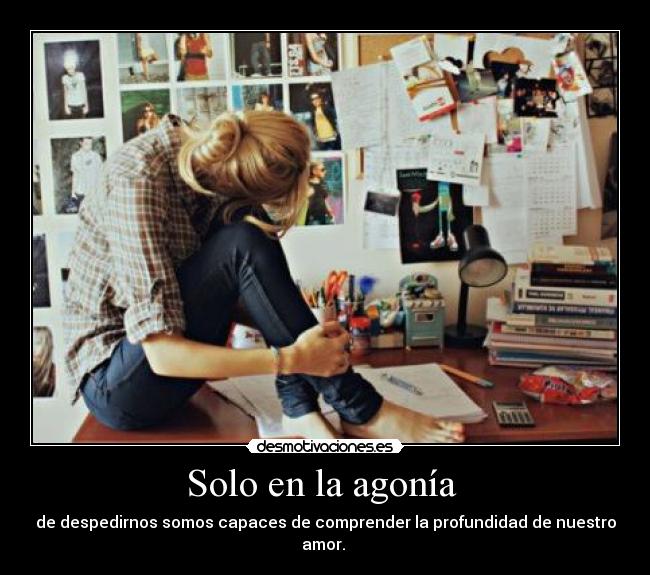 Solo en la agonía - de despedirnos somos capaces de comprender la profundidad de nuestro amor.