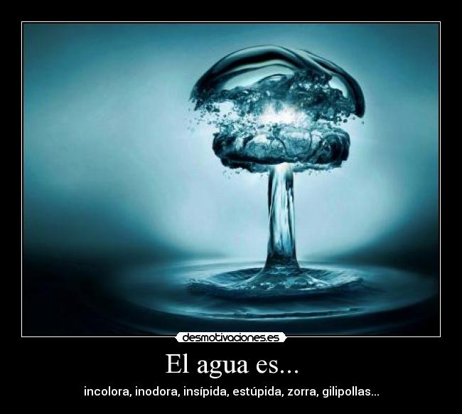 El agua es... - incolora, inodora, insípida, estúpida, zorra, gilipollas...