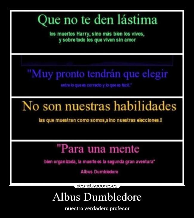 carteles albus dumbledore profesor harry potter verdadero muertos mente habilidades desmotivaciones
