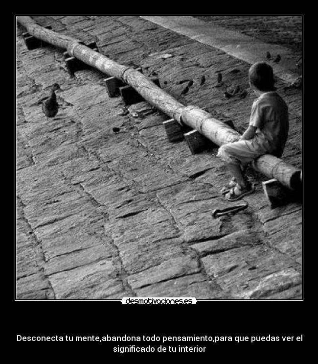   - Desconecta tu mente,abandona todo pensamiento,para que puedas ver el
significado de tu interior