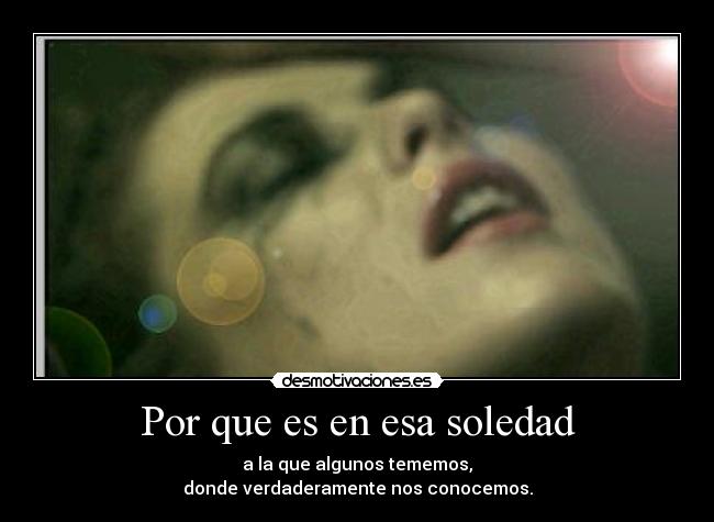 Por que es en esa soledad - a la que algunos tememos,
donde verdaderamente nos conocemos.