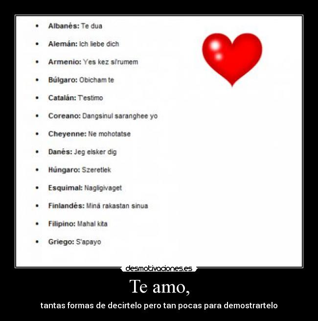 Te amo, -