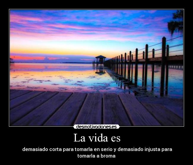 La vida es - demasiado corta para tomarla en serio y demasiado injusta para tomarla a broma